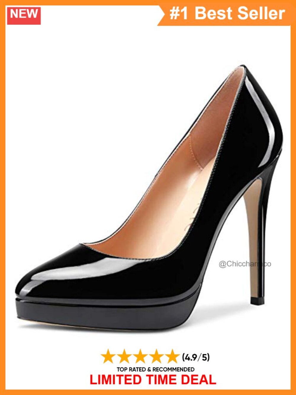 Platform Pumps Slip-On Stilettos 5 Inch High Heels Office Dress Shoes